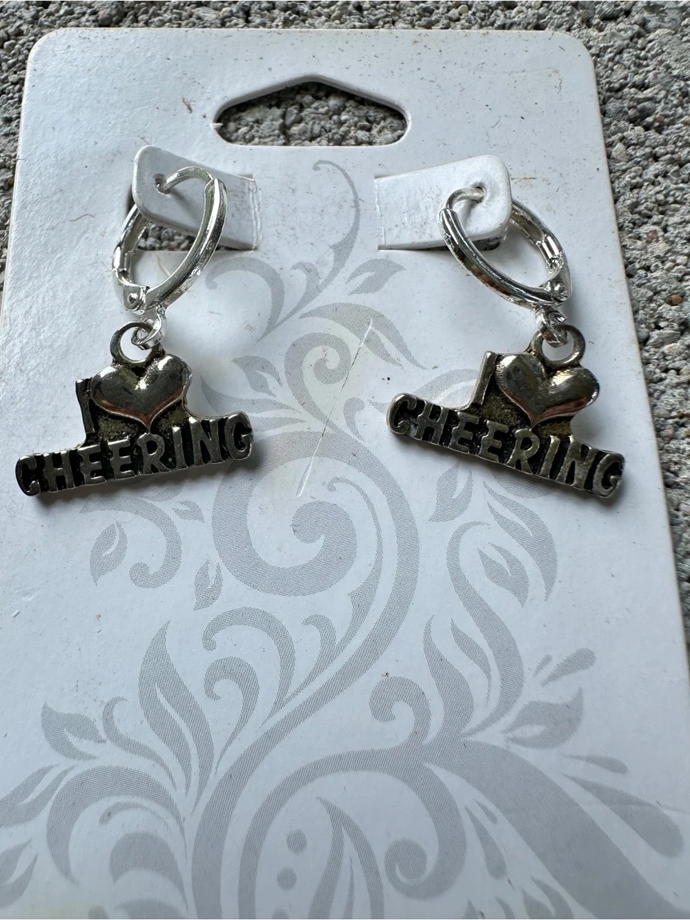 Silver 'Cheering' Hoop Charm Earrings - Silver Cheer Charms